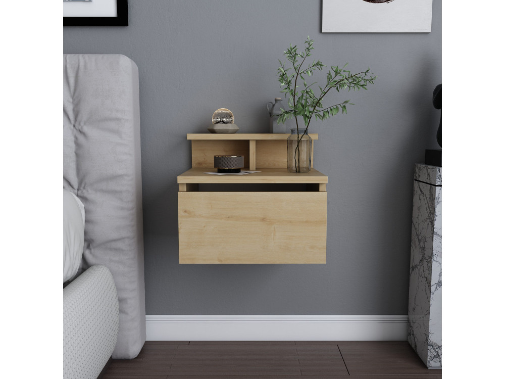 Wand-Nachttisch aus Holz "Alice" - 40 x 32 x 35 cm - Beige
