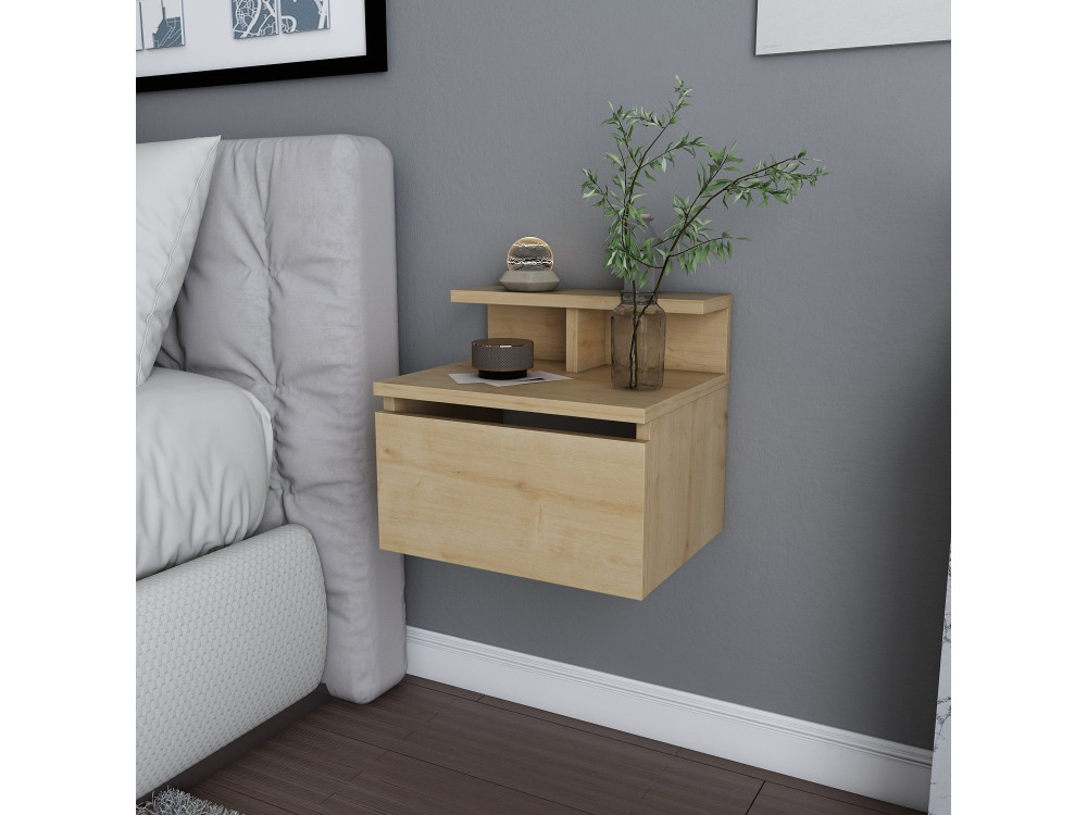Wand-Nachttisch aus Holz "Alice" - 40 x 32 x 35 cm - Beige