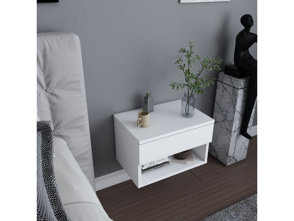 Nachttisch aus Holz "Jamot" - 45 x 29 x 32 cm - Weiß