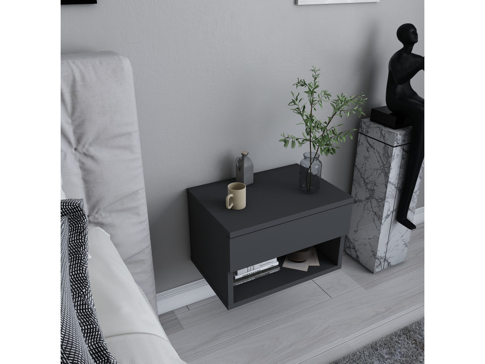 Nachttisch aus Holz "Jamot" - 45 x 29 x 32 cm - Anthrazitgrau