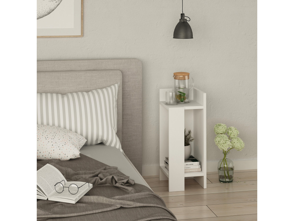 Nachttisch aus Holz "Elos Right" - 25 x 27 x 60 cm - Weiß
