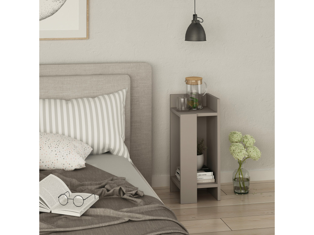 Nachttisch aus Holz "Elos Right" - 25 x 27 x 60 cm - Helles Mokka