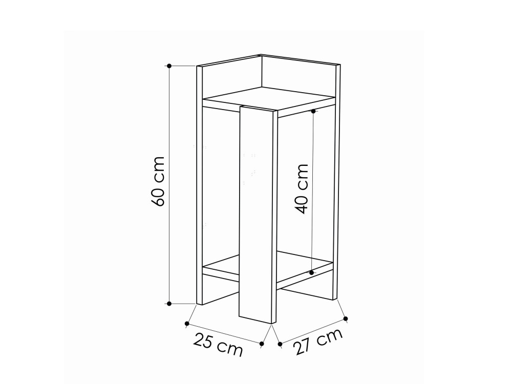 Nachttisch aus Holz "Elos Right" - 25 x 27 x 60 cm - Helles Mokka