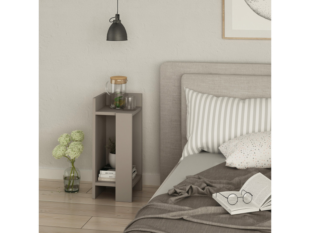 Nachttisch aus Holz "Elos Left" - 25 x 27 x 60 cm - Helles Mokka