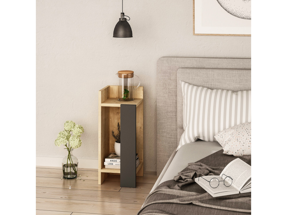 Nachttisch aus Holz "Elos Left" - 25 x 27 x 60 cm - Beige