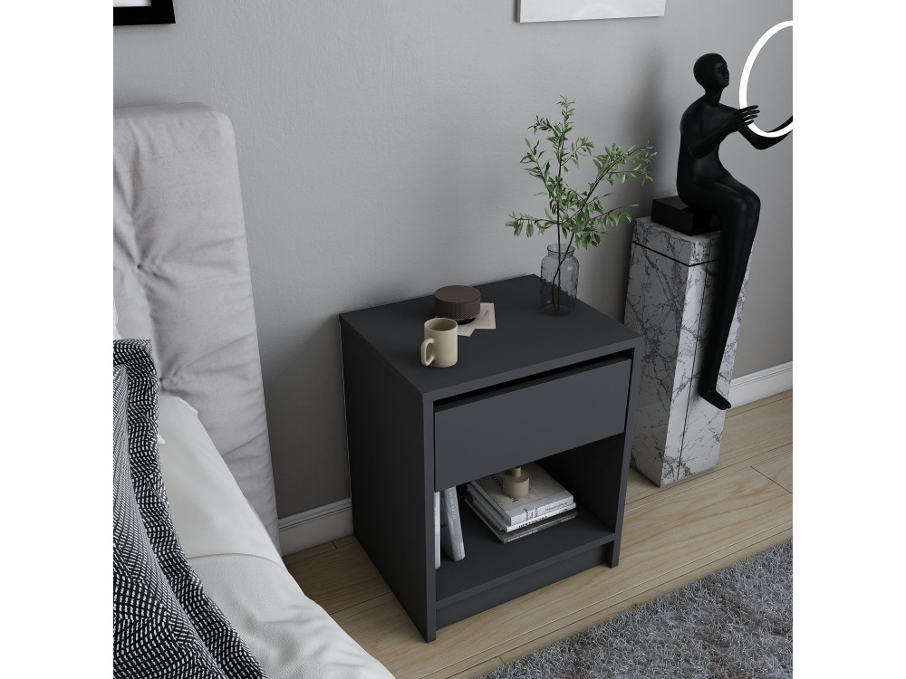 Nachttisch aus Holz "Sheridan" - 45 x 40 x 53 cm - Anthrazitgrau