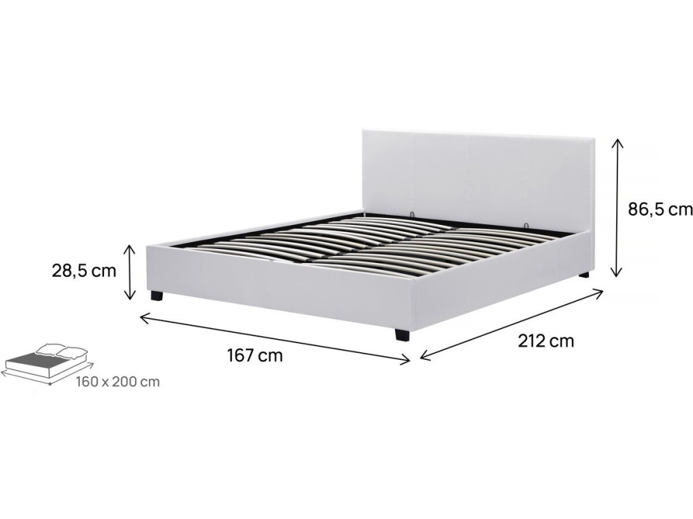 Doppelbett mit Bettkasten "Carla" - 160 x 200 cm - Weiß