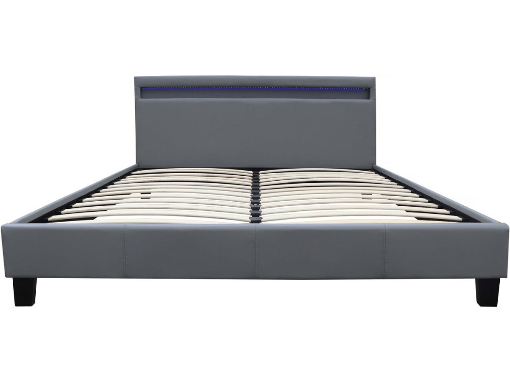 Doppelbett mit LED "Maria"  - 160 x 200 cm - Grau