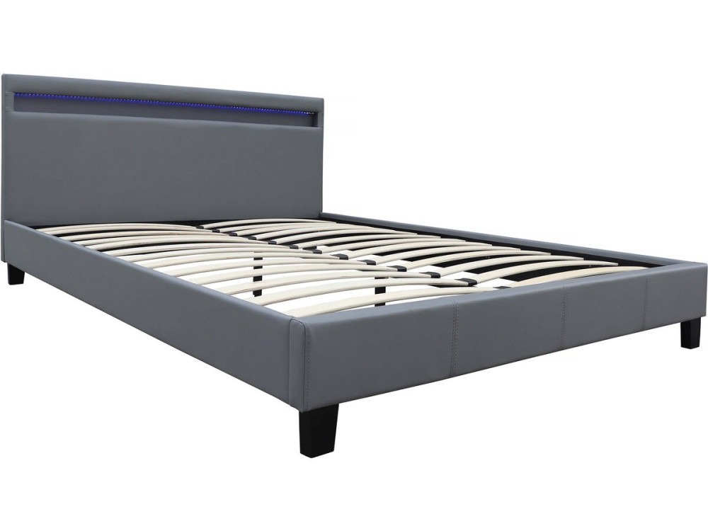 Doppelbett mit LED "Maria"  - 160 x 200 cm - Grau