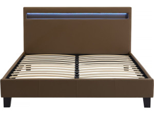 Bett mit LED "Maria" - 140 x 190 cm - Taupe