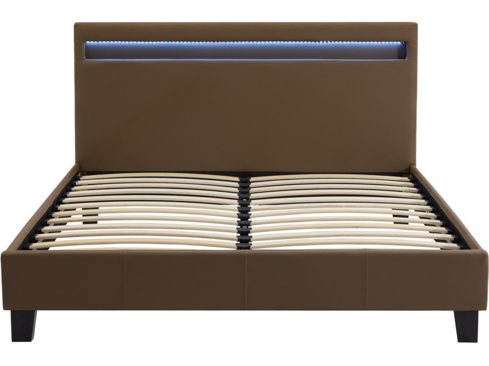 Bett mit LED "Maria" - 140 x 190 cm - Taupe