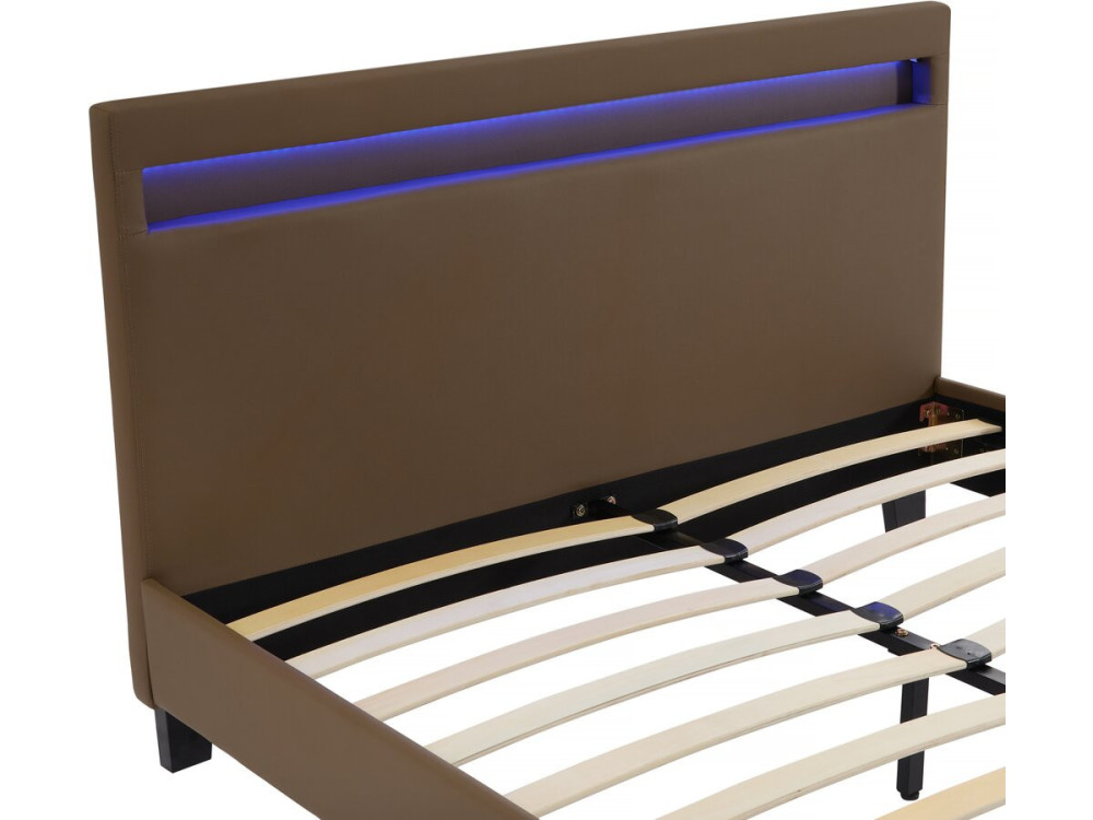 Bett mit LED "Maria" - 140 x 190 cm - Taupe
