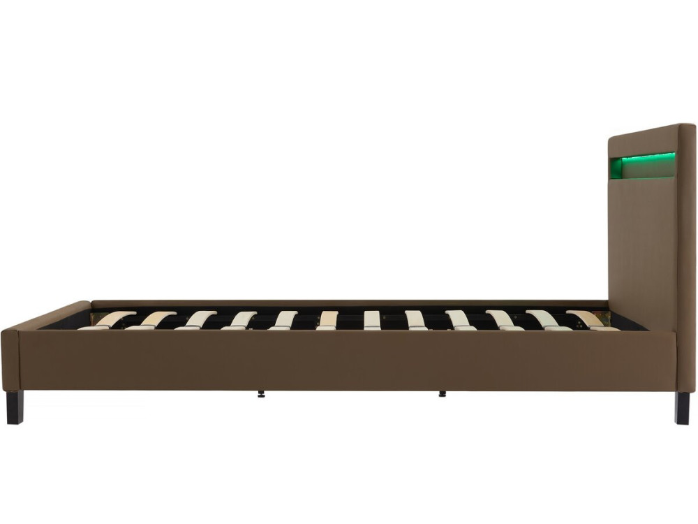 Bett mit LED "Maria" - 140 x 190 cm - Taupe