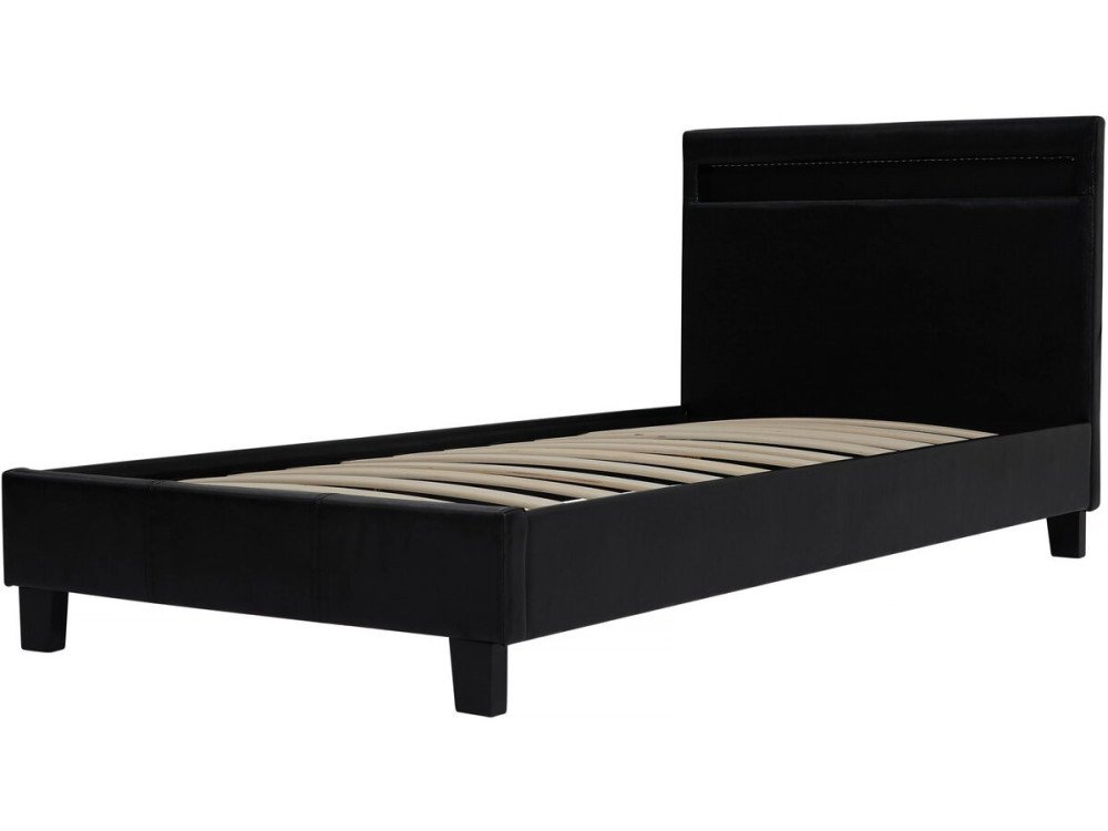 Bett mit LED "Maria" 90 x 190 cm - Schwarz