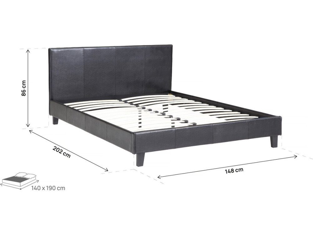 Einzelbett "Lina" - 140 x 190 cm - Schwarz
