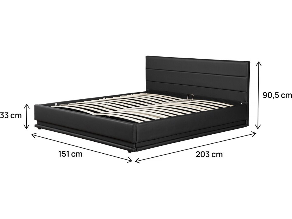 Bett mit LED und Bettkasten "Anastasia" - 140 x 190 cm - Schwarz