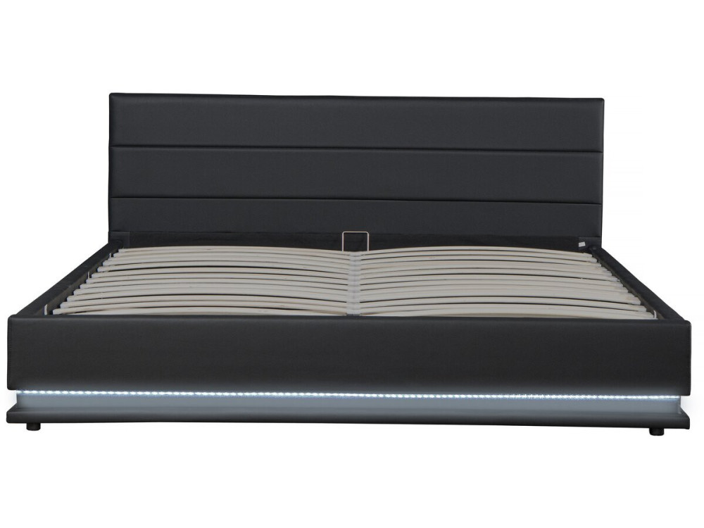 Bett mit LED und Bettkasten "Anastasia" - 140 x 190 cm - Schwarz