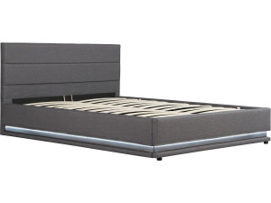 Bett mit LED und Bettkasten "Anastasia" - 160 x 200 - Dunkelgrau