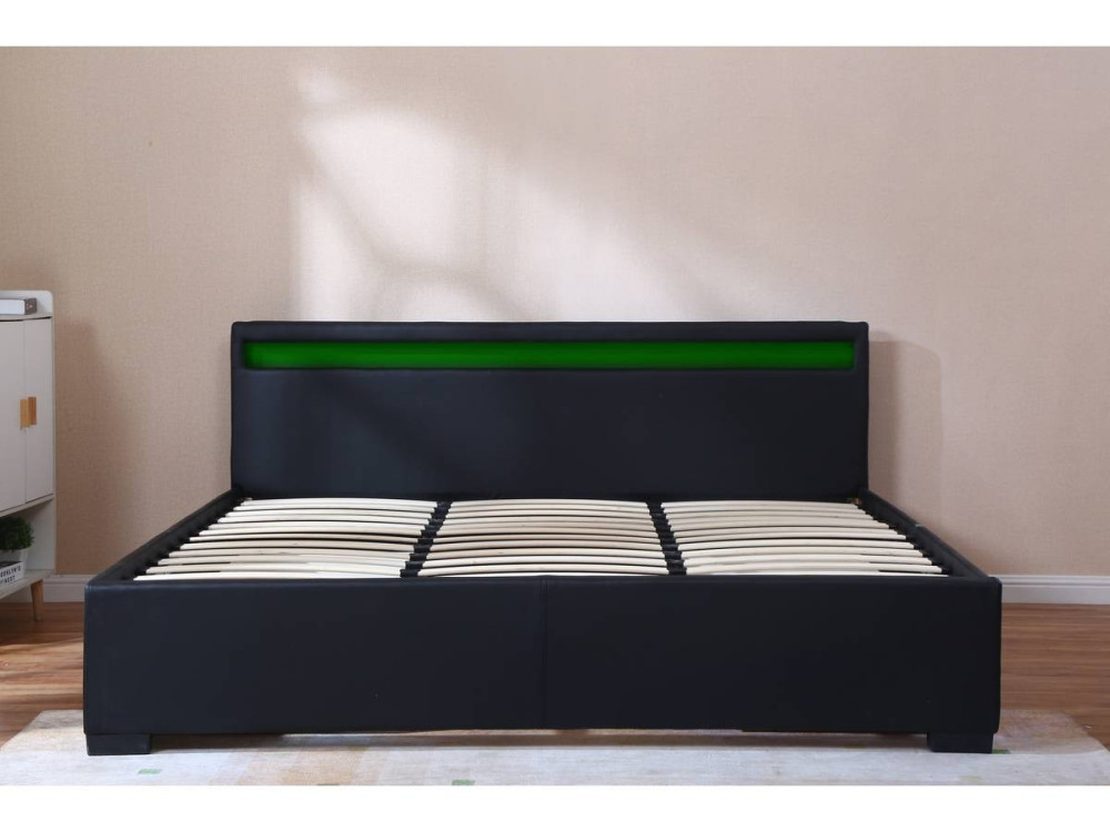 LED-Doppelbett "Nico" mit 4 Schubladen - 180 x 200 cm - Schwarz