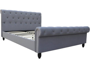 Einzelbett Samt "Godefroy" - 140 x 190 cm - Grau