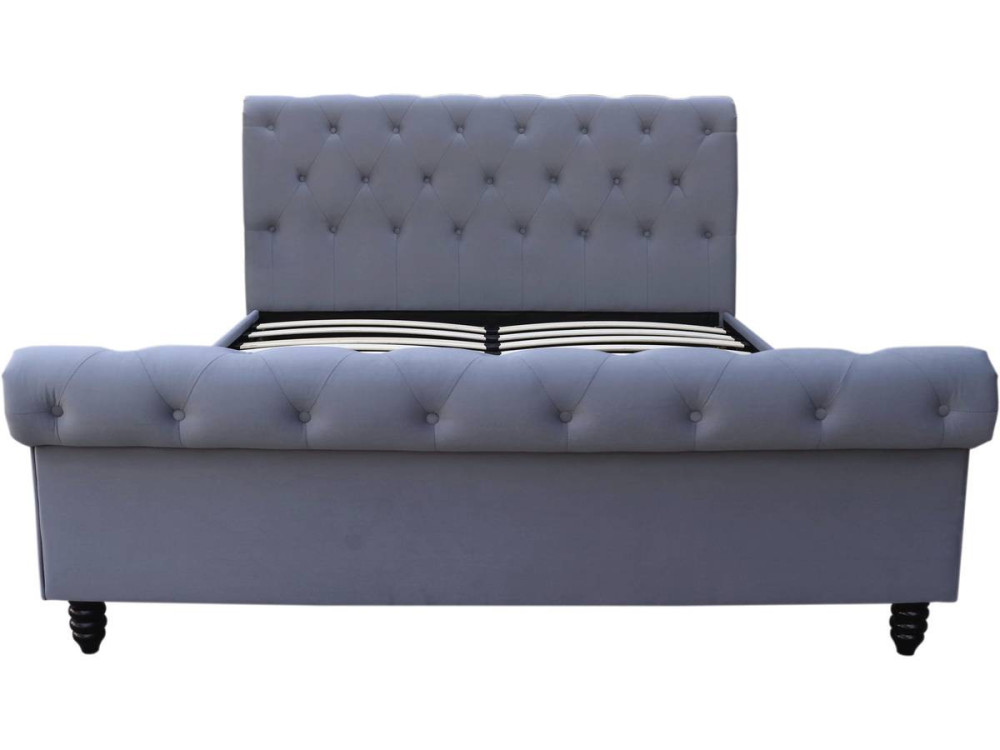 Einzelbett Samt "Godefroy" - 140 x 190 cm - Grau