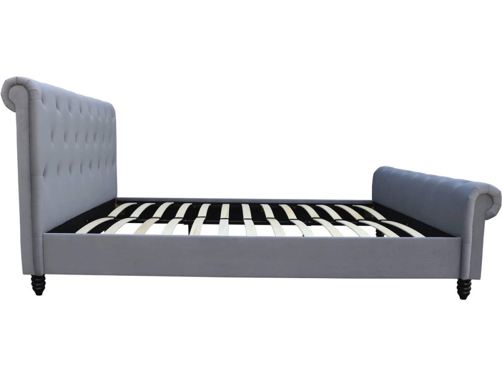 Einzelbett Samt "Godefroy" - 140 x 190 cm - Grau