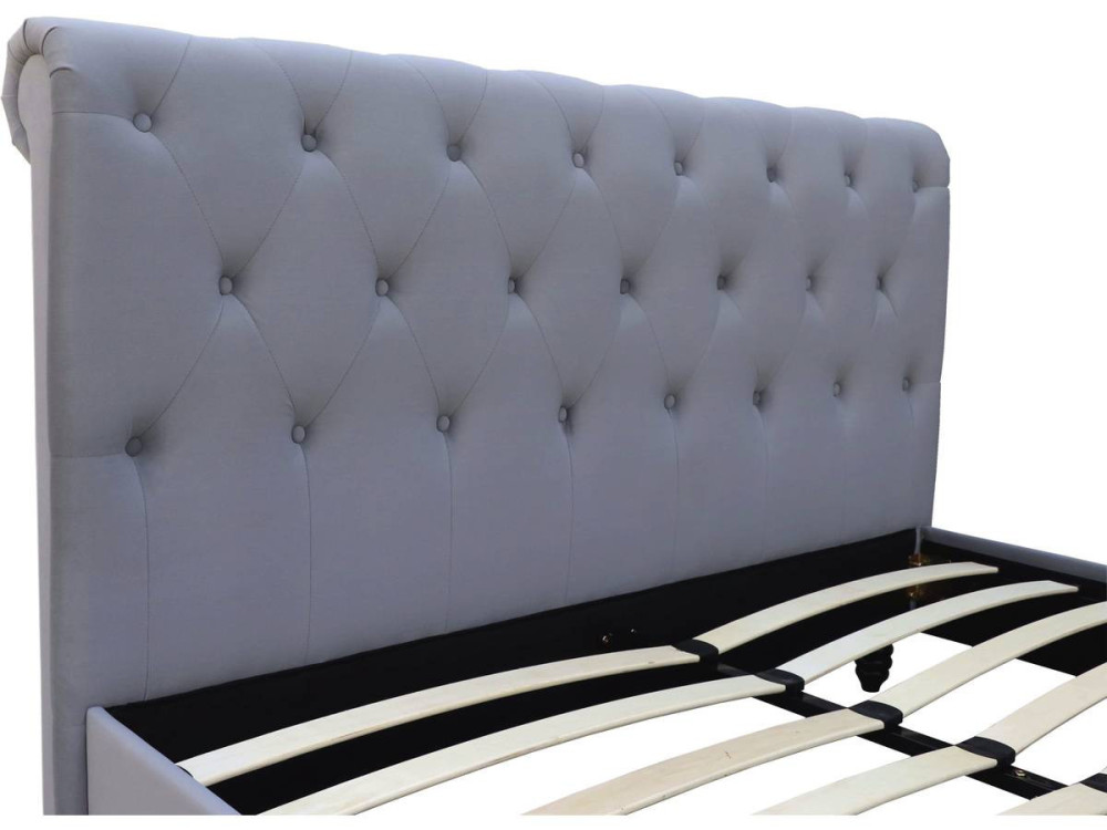 Einzelbett Samt "Godefroy" - 140 x 190 cm - Grau