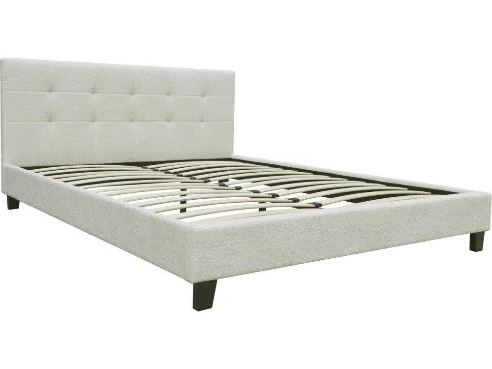 Bett aus Bouclé-Stoff "Julia" 140 x 190 cm  - Creme