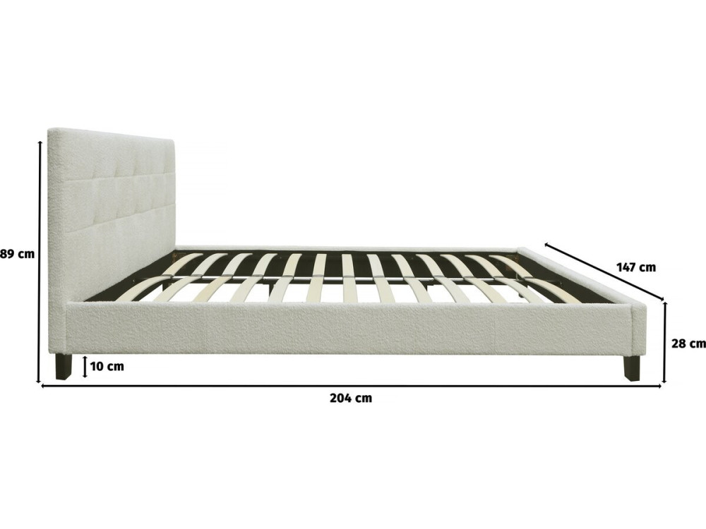 Bett aus Bouclé-Stoff "Julia" 140 x 190 cm  - Creme