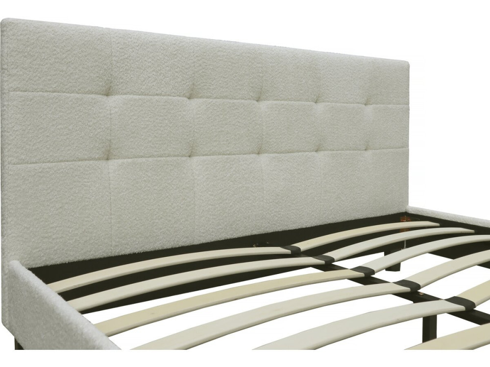 Bett aus Bouclé-Stoff "Julia" 140 x 190 cm  - Creme