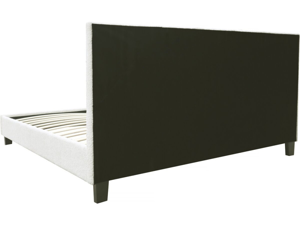 Doppelbett aus Bouclé-Stoff mit LED "Maria" 160 x 200 cm  - Creme