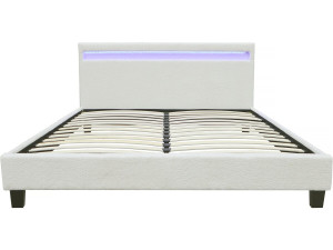 Bett aus Bouclé-Stoff mit LED "Maria" 140 x 190 cm  - Creme