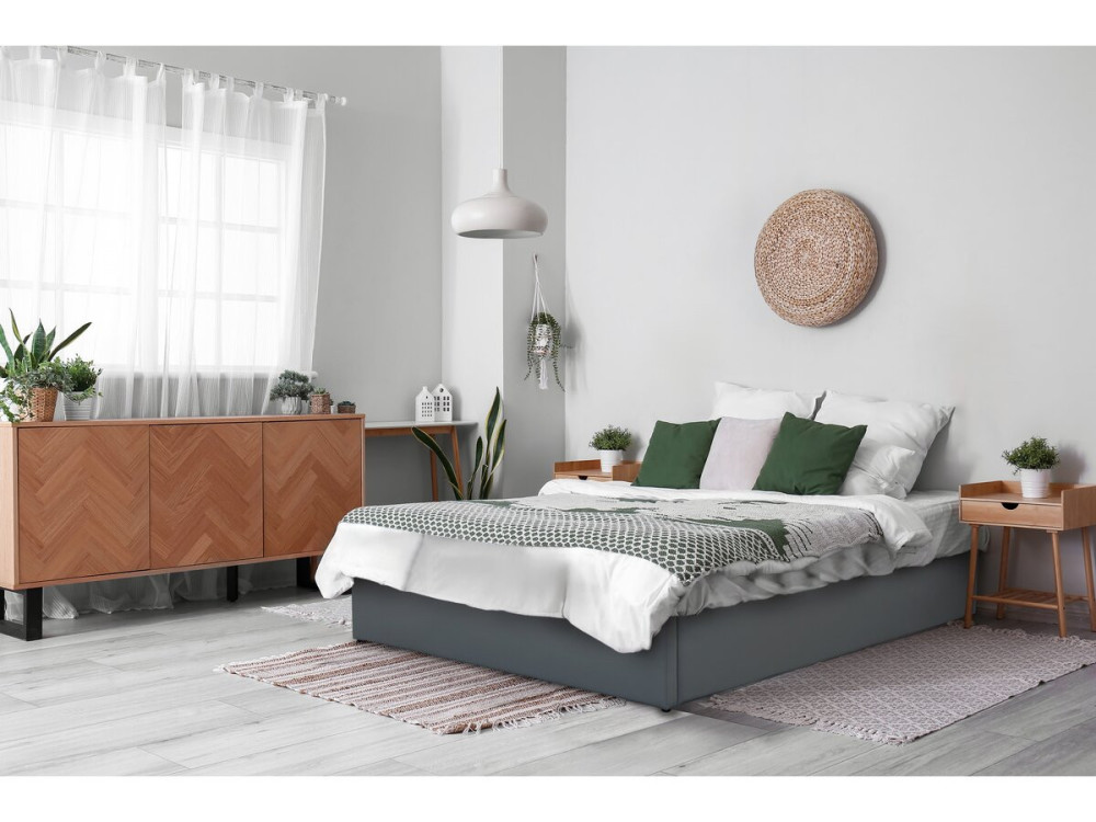 Doppelbett aus PVC mit Bettkasten "Ava" - 140 x 190 cm - Grau