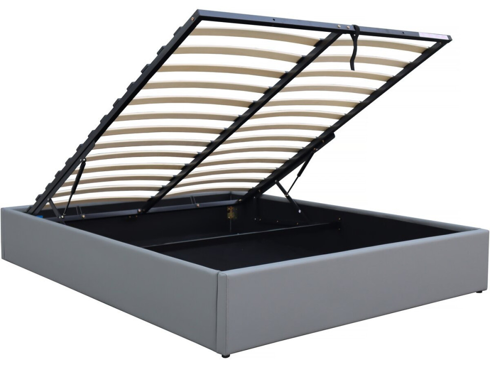 Doppelbett aus PVC mit Bettkasten "Ava" - 140 x 190 cm - Grau