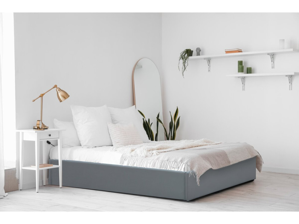 Einzelbett aus PVC mit Bettkasten "Ava" - 90 x 190 cm - Grau