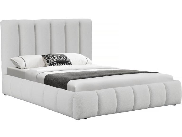 Bett aus Bouclé-Stoff mit Bettkasten "Annie" - 140 x 190 cm - Weiß