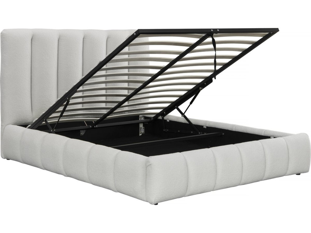 Bett aus Bouclé-Stoff mit Bettkasten "Annie" - 140 x 190 cm - Weiß