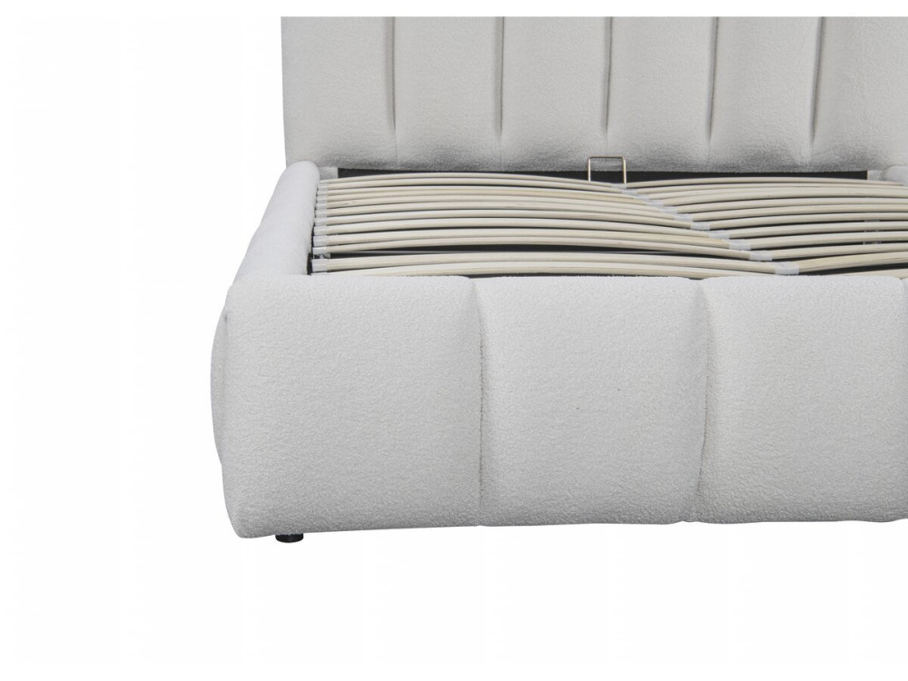 Bett aus Bouclé-Stoff mit Bettkasten "Annie" - 140 x 190 cm - Weiß