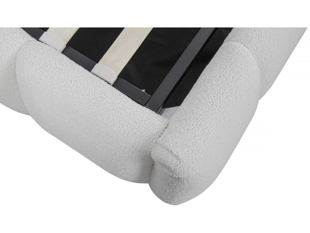 Bett aus Bouclé-Stoff mit Bettkasten "Annie" - 140 x 190 cm - Weiß