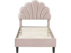 Muschelbett aus Samt "Manon" - 90 x 190 cm - Beige