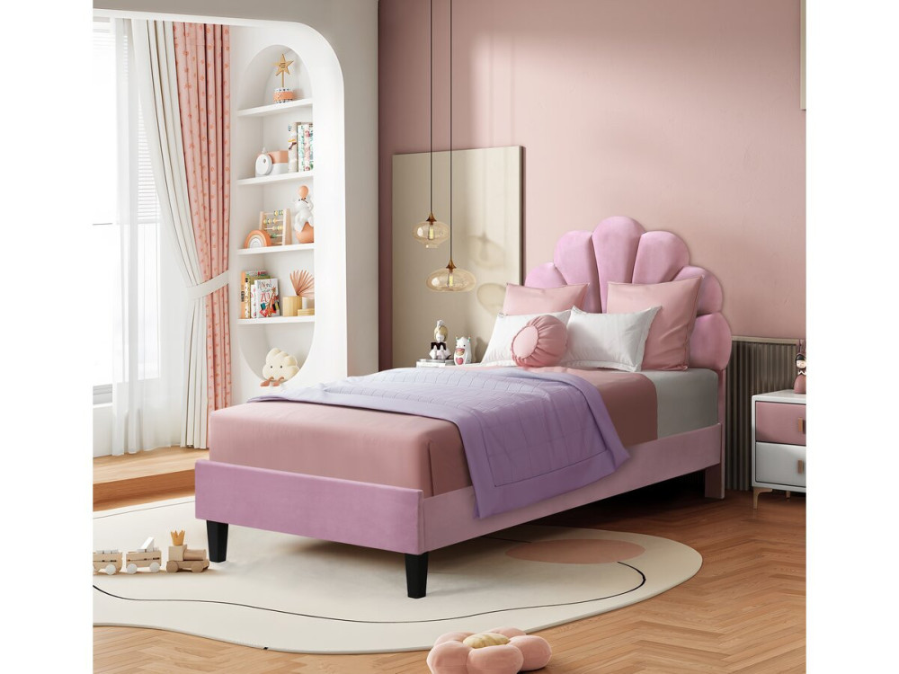 Muschelbett aus Samt "Manon" - 90 x 190 cm - Rose