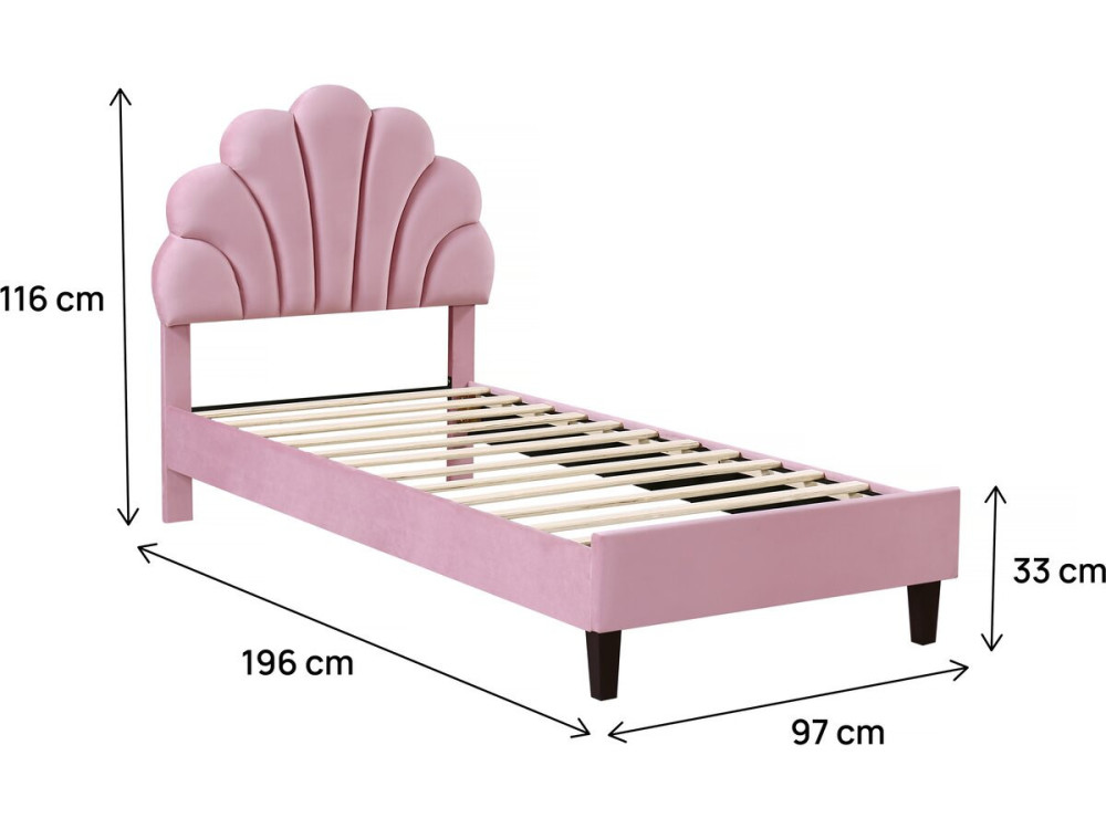 Muschelbett aus Samt "Manon" - 90 x 190 cm - Rose