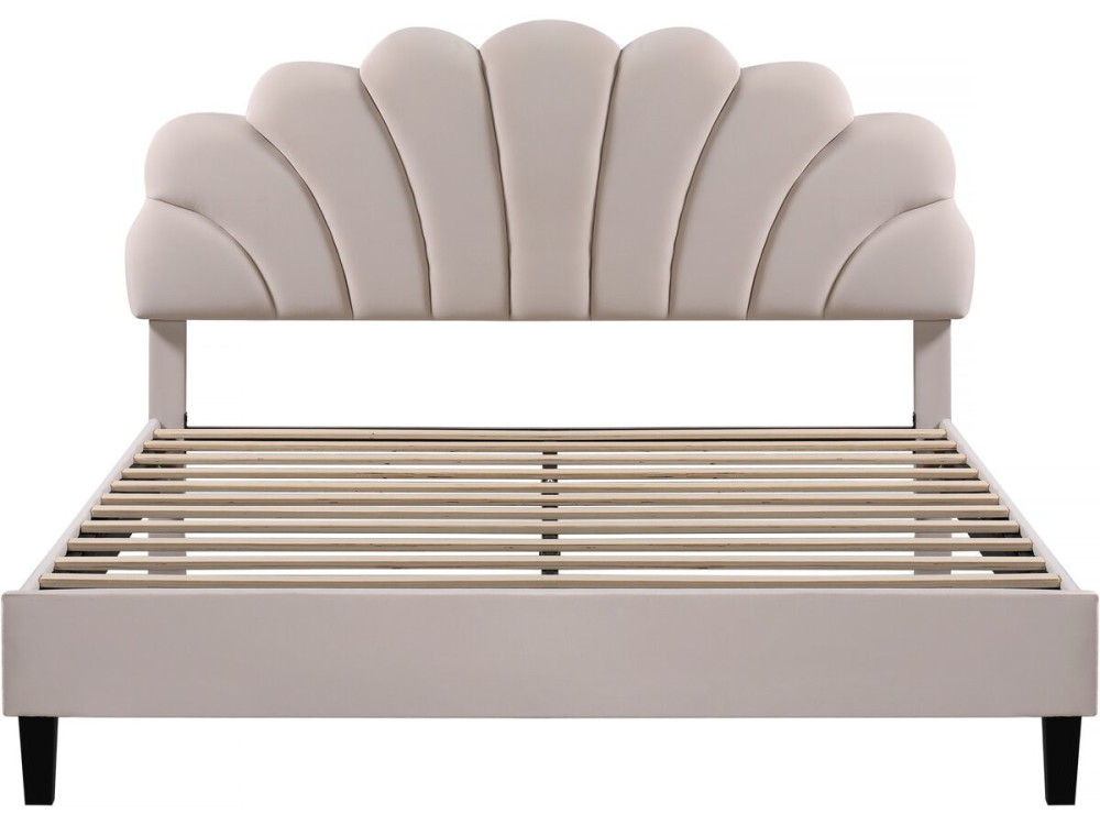 Muschelbett aus Samt "Manon" - Beige - 140 x 190 cm