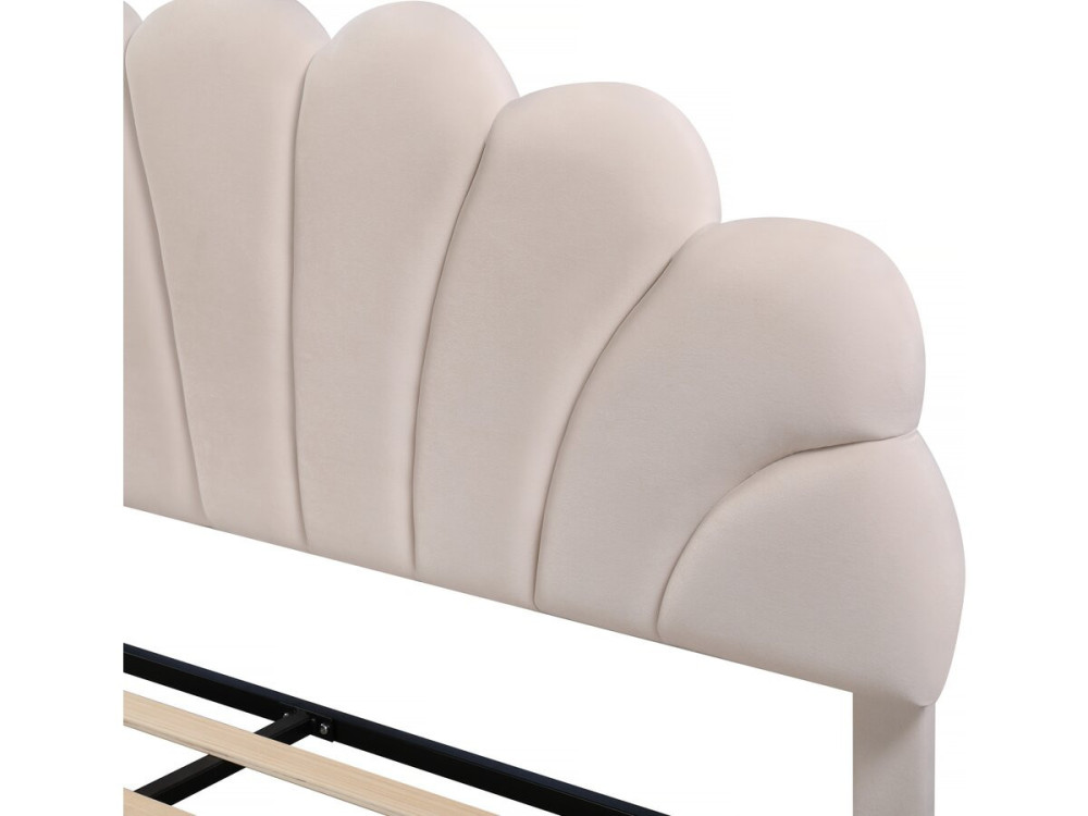 Muschelbett aus Samt "Manon" - Beige - 160 x 200 cm