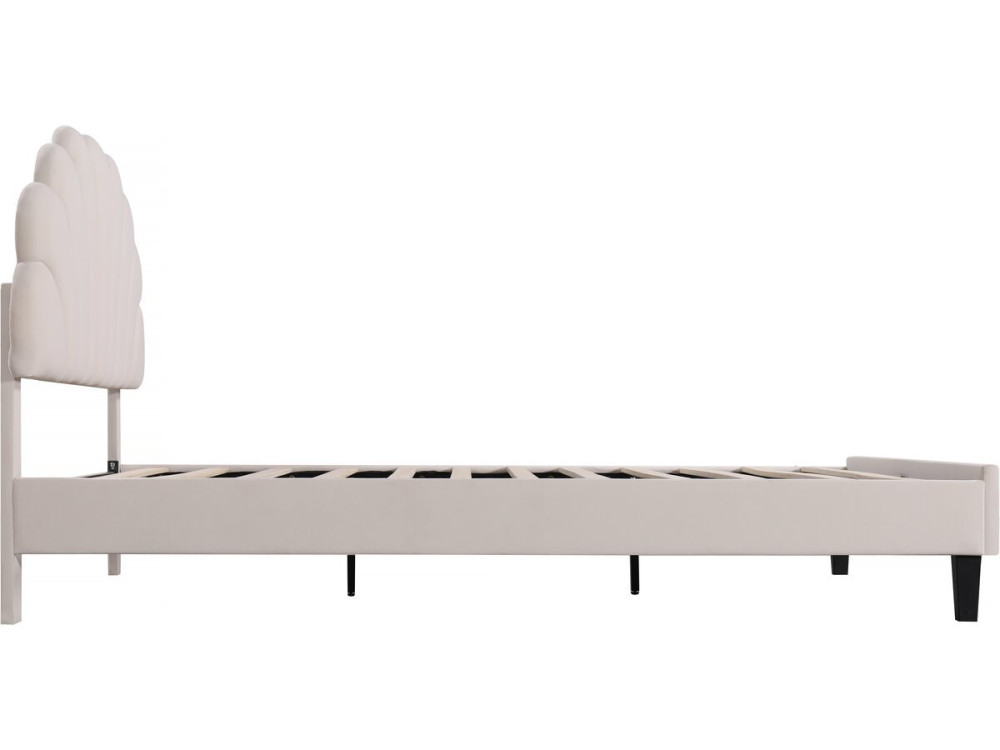 Muschelbett aus Samt "Manon" - Beige - 160 x 200 cm