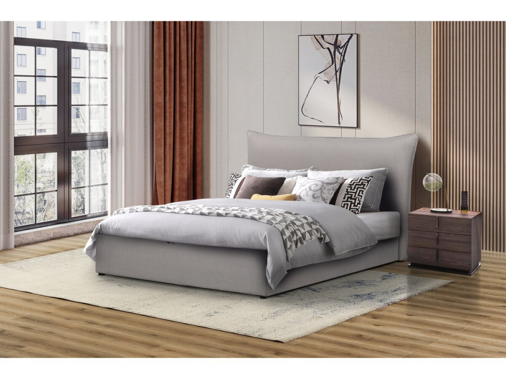 Doppelbett mit Bettkasten "Megeve" 140 x 200 cm - Grau