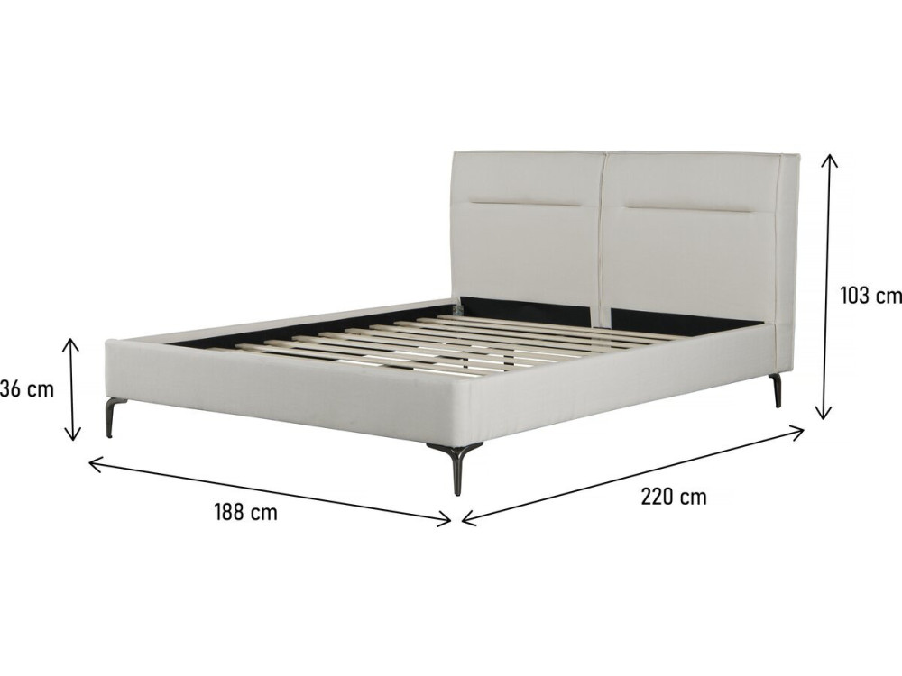 Designer Doppelbett aus Stoff „Moritz“ - 180 x 200 cm - Beige