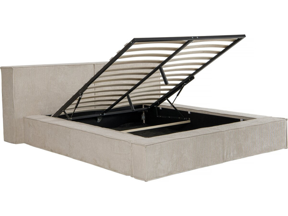 Bett aus Cord mit Bettkasten „Courchevel“ - 160 x 200 cm - Beige