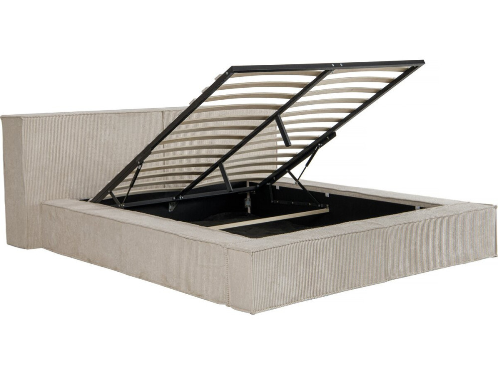 Bett aus Cord mit Bettkasten „Courchevel“ - 180 x 200 cm - Beige