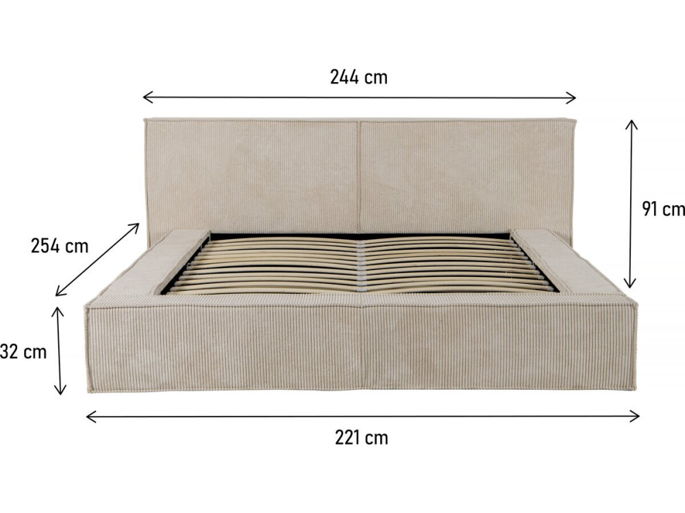 Bett aus Cord mit Bettkasten „Courchevel“ - 180 x 200 cm - Beige